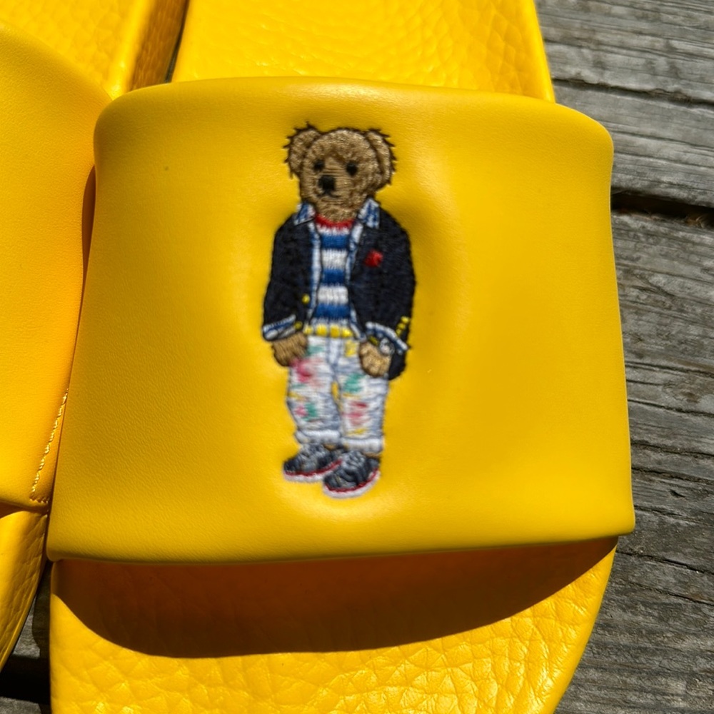 🆕Polo by Ralph Lauren Polo Bear Slide in yellow size 10
